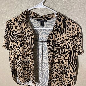 Forever 21 button up crop top shirt